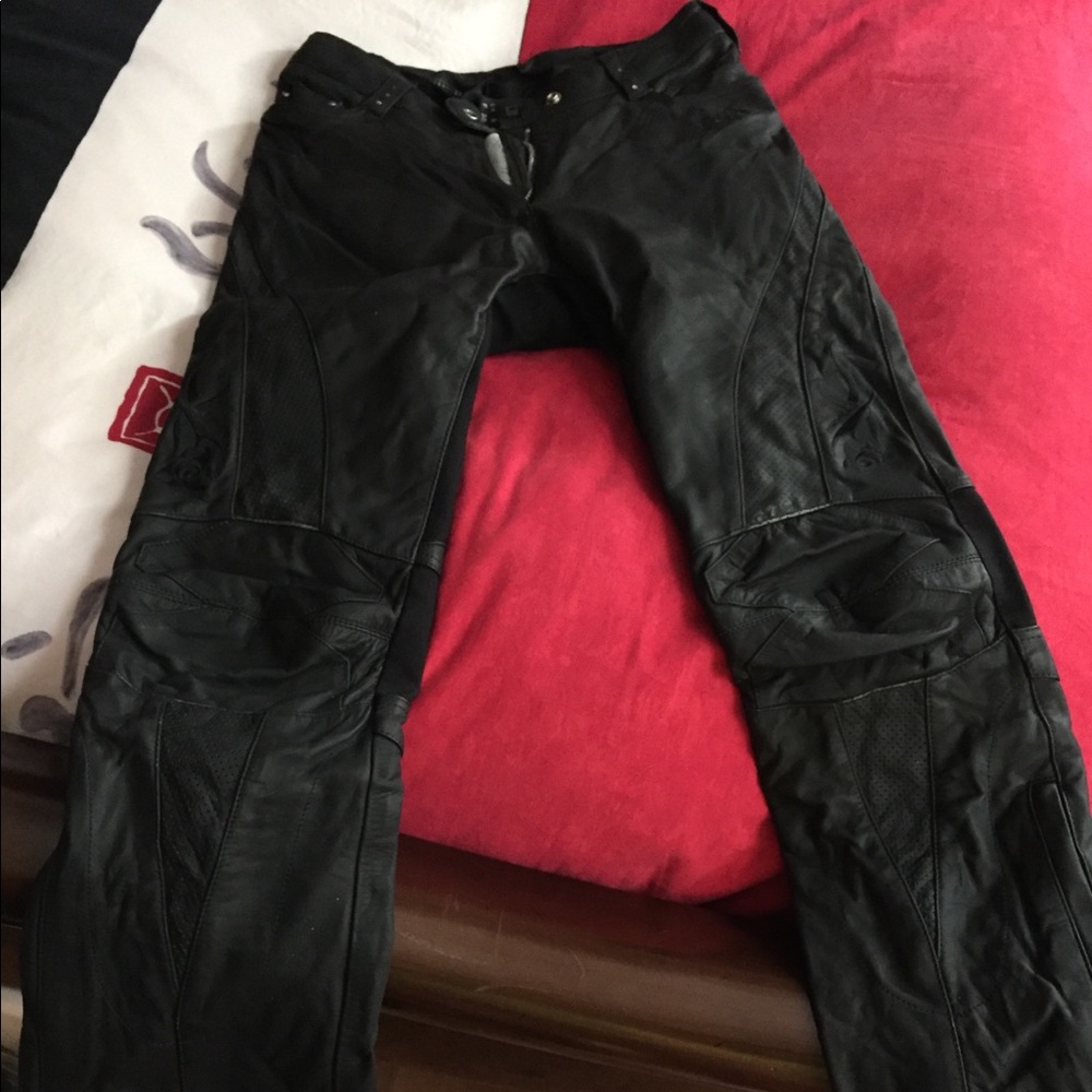 Motorbike leather pants with Swarovski crystals!